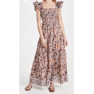 Anthropologie Love The Label Smocked Bust Tiered Maxi Dress Sz M